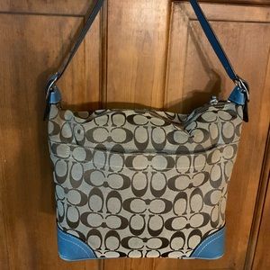 Coach Signature C Logo Canvas Fabric Shoulder Bag